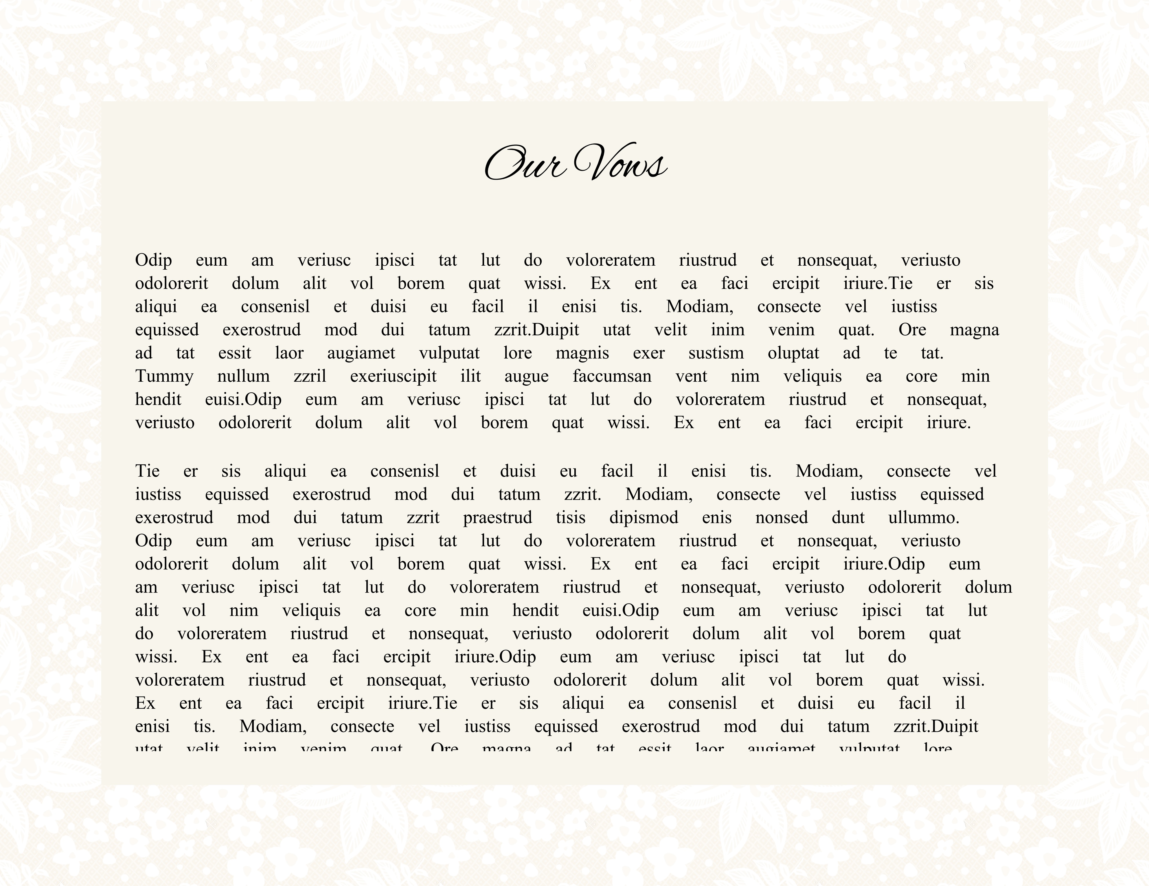 Vows- One Column