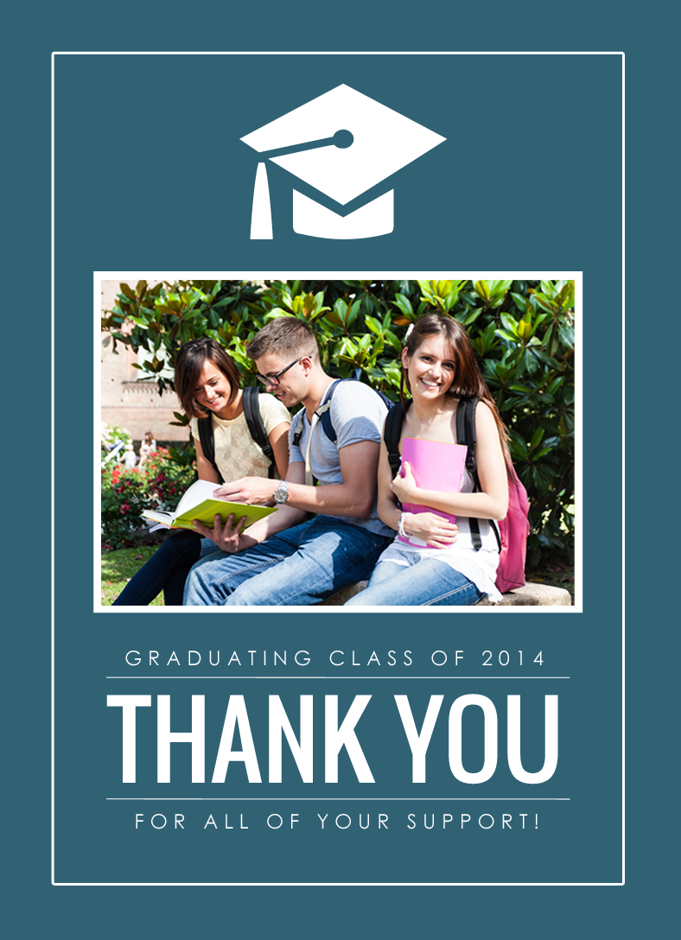 Graduation Thank You Card Blue Template