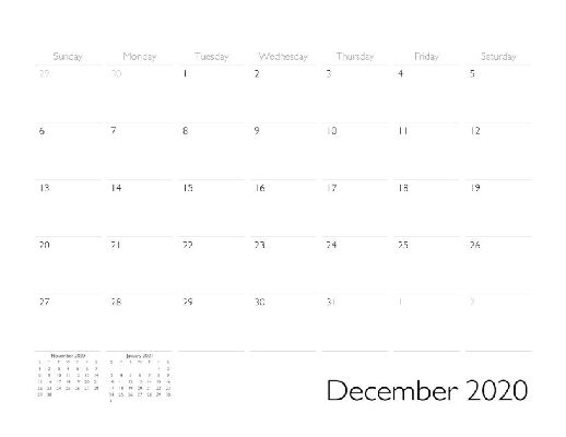 December 2020 Calendar Page