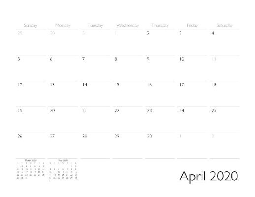 April 2020 Calendar Page