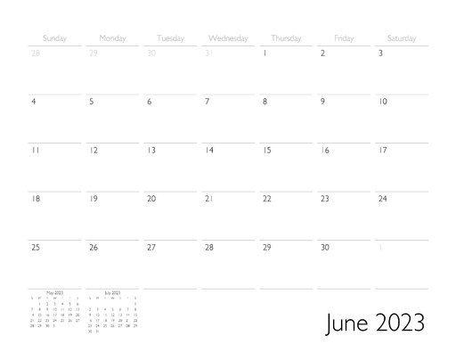 June 2023 Calendar Page