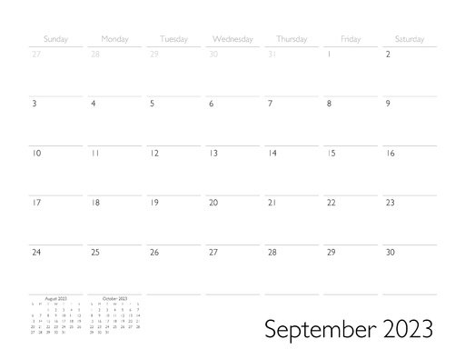September 2023 Calendar Page