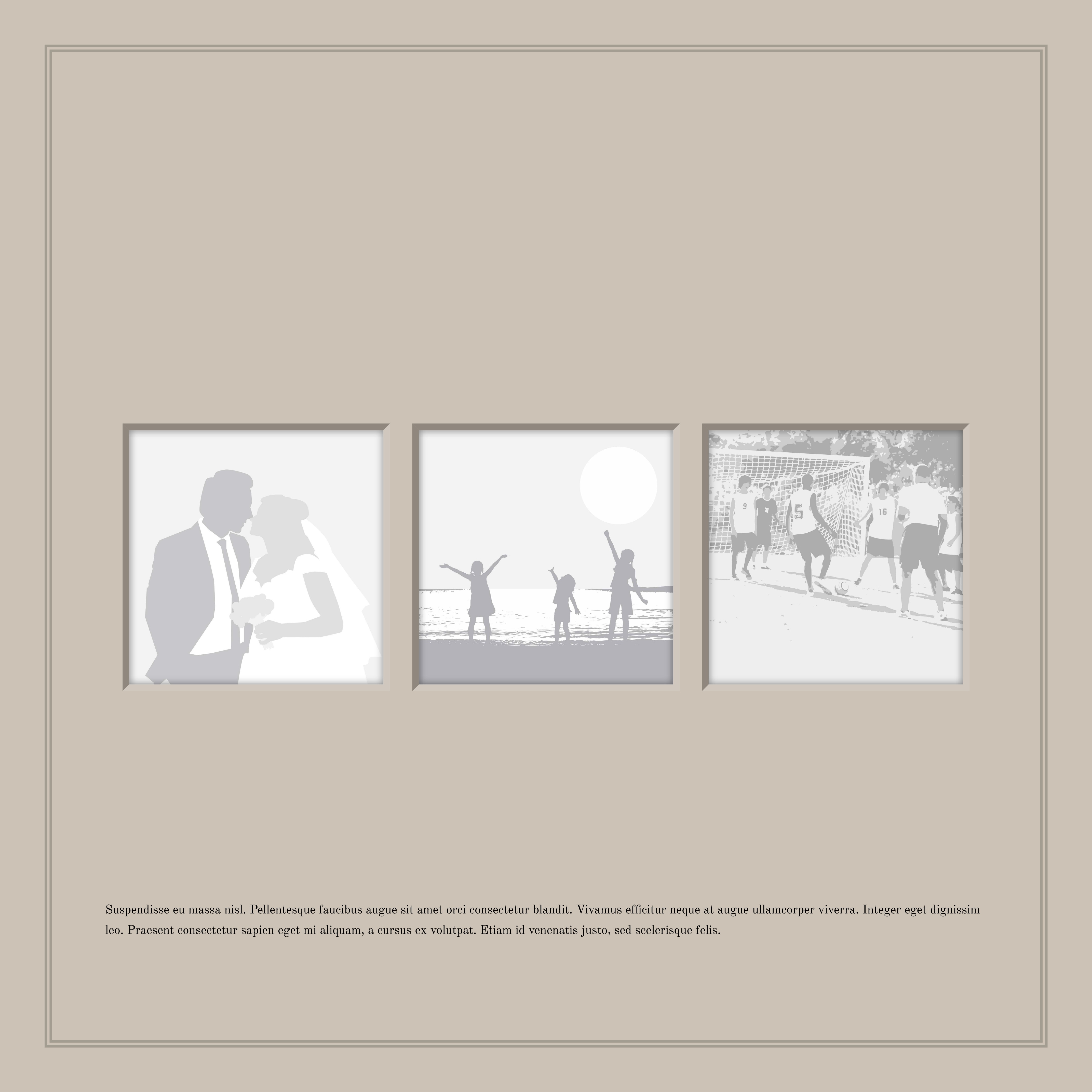 3 Square Photos + Text